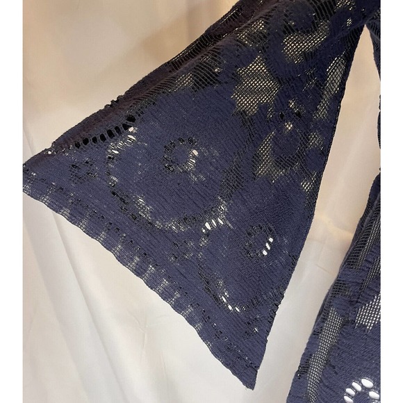 Free People womens Lace Boho Dress Cover Up Size Small zipper blue beach flare - Picture 4 of 10